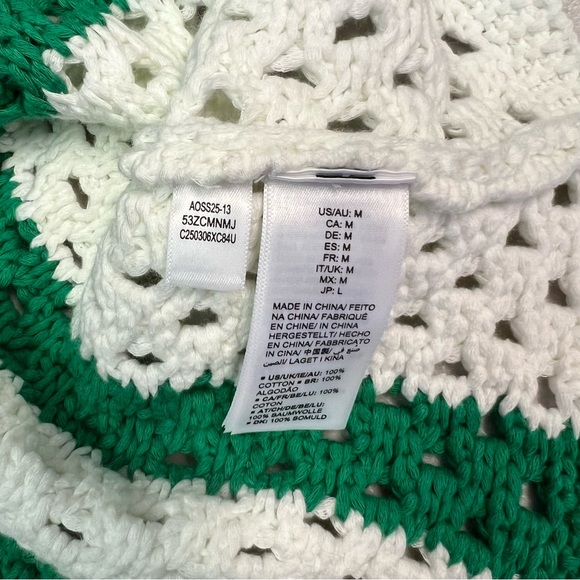 Green and White Button Down Crochet Shirt - Picture 9 of 9